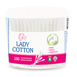 Beţişoare cu vată Lady Cotton, ambalaj plastic, 100 buc.