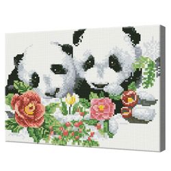 Панды в цветах, 30x40 см, алмазная мозаика Артукул: QS200541