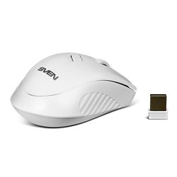 Wireless Mouse SVEN RX-325, Optical, 600-1000 dpi, 4 buttons, Ambidextrous, 1xAA, White