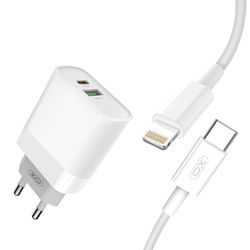 Wall Charger XO + Lightning Cable, Q.C3.0+PD 18W, L64, white