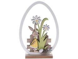 Сувенир пасхальный деревянный "Яйцо, кролик, цветы" 20cm