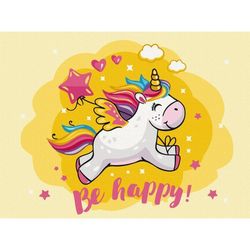 купить Картина по номерам BrushMe KBS0110FC 30x40 сm (fără cutie) Unicornul fericit в Кишинёве 