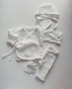 Комплект муслиновый с распашонкой Pampy (0-3 мес.) Ivory