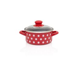 Cratita emailata Clasica 14cm, 1l, capac din sticla