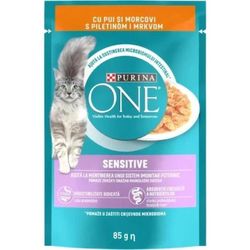 cumpără Hrană pentru animale de companie Purina One Sensitive Cat cons. p/u pisici (pui,morcov) 85g (26) în Chișinău 