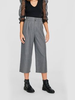 Брюки Stradivarius Серый в полоску 4569/689/210