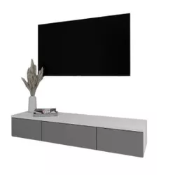 купить Тумба напольная для TV Smartex (16556) Т10 100 TV-Навесная Alb+Grafit в Кишинёве 