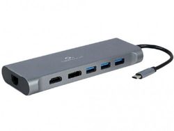 Adapter 8-in-1 Type-C to DP/LAN/VGA/4K HDMI/AUX/USB3.0/SD/Type-C socket, Cablexpert A-CM-COMBO8-01