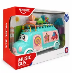 cumpără Jucărie muzicală Huanger HE8019 Xilofon-sorter "Autobuz", turrcoaz, 572148 în Chișinău 