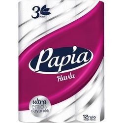 Бумажные полотенца Papia, 3 слоя, 12 рулонов
