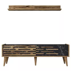 cumpără Comodă TV Trendy Valensiya 140, Nuc, Negru, Marmura în Chișinău 