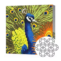 купить Картина по номерам Art Gallery BJ809 Mozaic cu diamante 20x20cm Paun в Кишинёве 