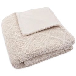 купить Комплект подушек и одеял Jollein 517-522-68040 Paturica Check Knit Oatmeal/Teddy Fleece, 100x150 cm в Кишинёве 