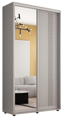 купить Шкаф Mobildor-Lux Compact uși glisante Oglindă + PAL cu ornament grecesc (120x45x240H cm) Grey в Кишинёве 