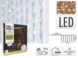 Огни новогодние "Водопад" 320LED белый, 8струй, 1X2m, 5реж