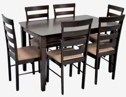 купить Комплект стол и стулья Evelin di Costacurta стол HV-27V Chocolate + 6 стульев Gloria Chocolate/Ekea12 (Dark Brown) в Кишинёве 