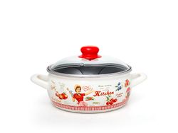 Cratita emailata Kitchen 20cm, 2.9l, capac din sticla