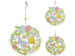 Венок подвесной "Птицы, бабочки, цветы" 22.5cm