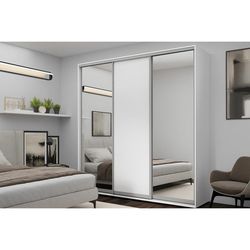 купить Шкаф Nex Home Dulap cu uși glisante, 240x60x240cm, 2xOglinda + 1xPAL, Alb в Кишинёве 