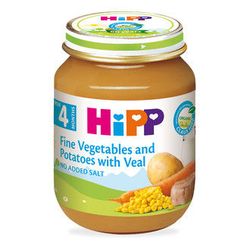 Hipp пюре нежные овощи с картофелем и телятиной, 4+мес. 125г