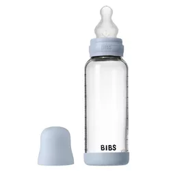 купить Поильник BIBS 50201231 Biberon din sticla anticolici Baby Blue cu tetina din silicon 3+ luni, 240ml в Кишинёве 