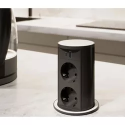 cumpără Priză electrică ASA Plastici 060.47F.00116 Versalift round version 2 sockets F + 1 USB 5V (A+C) + wireless White methacrylate în Chișinău 