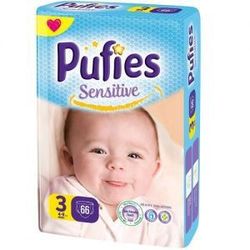 Pufies подгузники Sensitive 3, 4-9кг. 66шт
