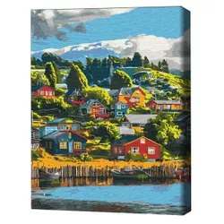 cumpără Tablou pe numere BrushMe RBS53968FC 30x40cm (fără cutie) Satul plin de culoare în Chișinău 