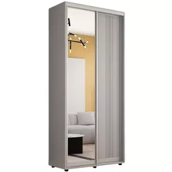 cumpără Dulap Mobildor-Lux Compact uși glisante Oglindă + PAL cu ornament linii (100x45x220H cm) Grey în Chișinău 