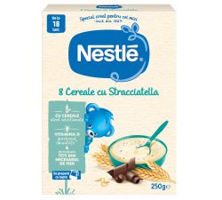 Terci cu lapte Nestle 8 cereale cu ciocolata "Stracciatella" (18+ luni) 250 g