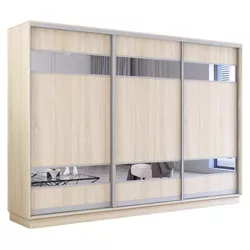 cumpără Dulap Mobildor-Lux Fox uși glisante din PAL cu elemente din oglindă (280x60x230H cm) Sonoma în Chișinău 