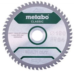 купить Диск отрезной Metabo 628282000 Panza fierastrau circular Multi Cut Classic HW/CT 190x30, Z54 FZ/TZ 5° в Кишинёве 
