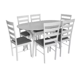 купить Комплект стол и стулья Evelin di Costacurta стол Raffles Oval White + 6 стульев GLORIA White/NV-10WP Grey в Кишинёве 