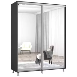 купить Шкаф Mobildor-Lux Раздвижные зеркальные двери Aron-P (150x60x220H см) Антрацит в Кишинёве 