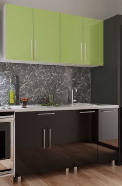 Кухонный гарнитур Bafimob Mini (High Gloss) 1.6m Green/Black