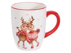 Чашка рождественская 350ml "Два оленя", керамика