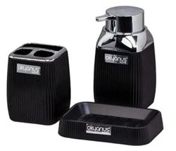 купить Набор для ванной Hydro S STRIPE SQUARE 502, 3 piese, Negru / Crom в Кишинёве 