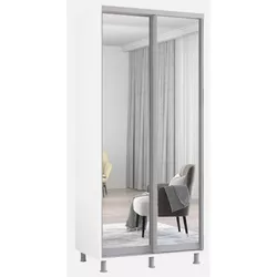 cumpără Dulap Mobildor-Lux Aron-P uși glisante din oglinzi (120x60x220H cm) Alb Brilliant în Chișinău 