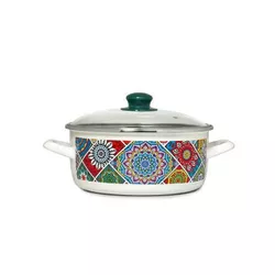 купить Кастрюля Metalac 51760 эмалированная низкая Sultana 22cm, 3.2l, крышка ст в Кишинёве 