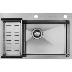 купить Мойка кухонная Fabiano 70x45 Satin+baterie+dozator+cos в Кишинёве 