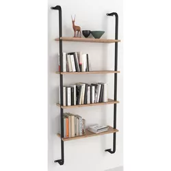 купить Офисный стеллаж Bofigo Металлический, настенный, 4 отделения 64x20x150 см, Дуб (15-44-02) в Кишинёве 
