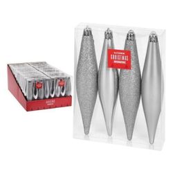 купить Новогодний декор Promstore 34463 Набор украшений елочных Сосульки 4x15сm, серебряные в Кишинёве 