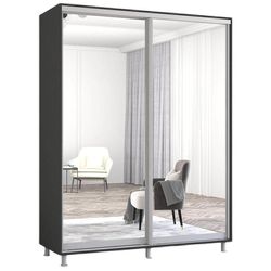 купить Шкаф Mobildor-Lux Двери раздвижные зеркальные Арон-П (190х60х200В см) Антрацит в Кишинёве 