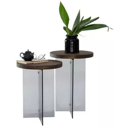 cumpără Măsuţă cafea Trendy Serenity 2, Nuc, Gri inchis, set în Chișinău 