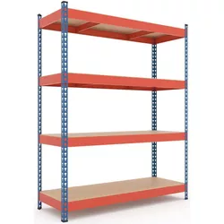 купить Cтеллаж складской Nex Home Raft metalic Titan 1800x1200x500mm, 4 nivele MDF, Blue/Orange в Кишинёве 