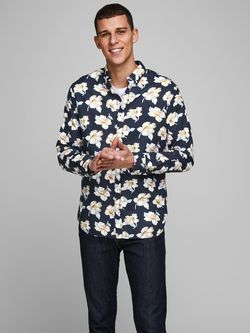 Рубашка JACK&JONES Темно синий с принтом