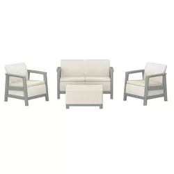 купить Садовая мебель Keter 57972 Scandi 4 unitati: masa, 2 fotoli, canapea, bej/verde oliv в Кишинёве 