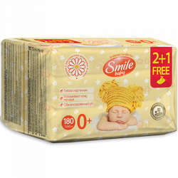 Set 3*Smile Baby Servetele Umede, extract Musetel si Aloe, 60 buc. (2+1 Gratis)