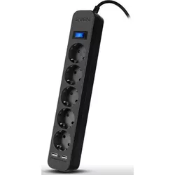 купить Фильтр электрический Sven SF-05LU, 5 Sockets + 2 USB (2,4 A), 1.8m, Black в Кишинёве 