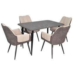 cumpără Set masă și scaune Evelin di Costacurta стол DT-405-6B + 4 стула QT-227B Light grey/Dark grey în Chișinău 